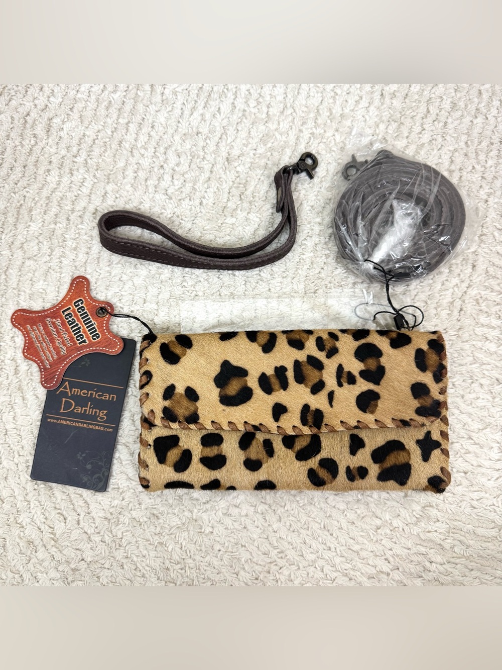 American Darling Cheetah Leopard Calf Hair Convertible Crossbody Wristlet Wallet